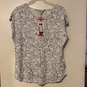 Orvis Women's Short Sleeve Leaf Print Tee - Gray and Black